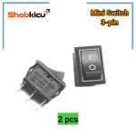 2 Pcs Black Mini On Off Switch 6A-10A 250V KCD1- 3 Pin Snap-in On/Off Rocker Switch 22 x 15 mm