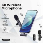 Original K8 Wireless Microphone for YouTube Vlogging, Mic Supports